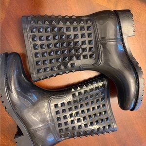 Black Studded Rain Boots